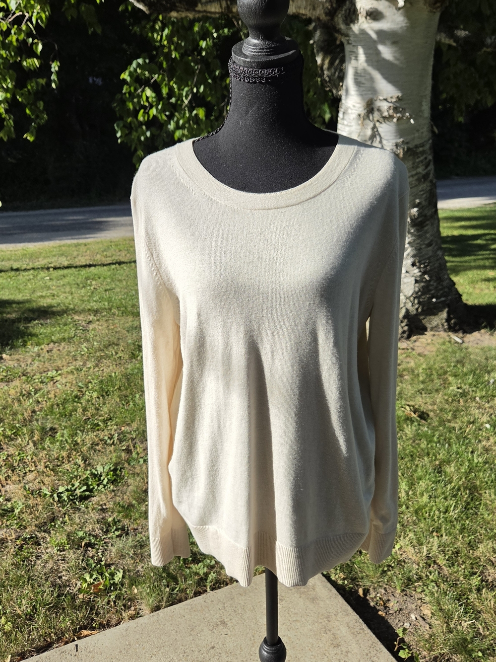 Banana Republic Forever Sweater Cream Scoop Neck Sweater